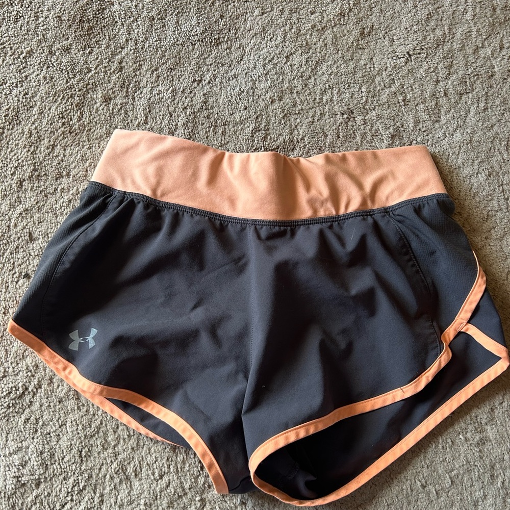 Under Armour Women's Black and Peach Shorts
